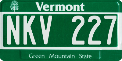 VT license plate NKV227