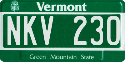 VT license plate NKV230