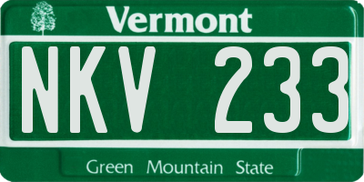 VT license plate NKV233