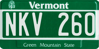 VT license plate NKV260