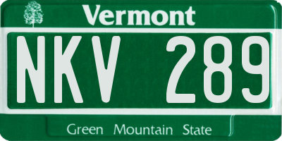 VT license plate NKV289