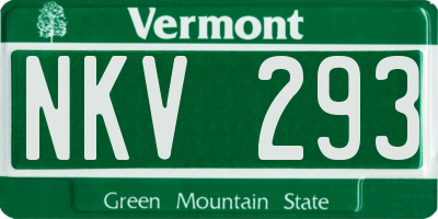 VT license plate NKV293