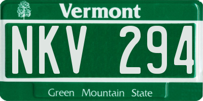 VT license plate NKV294