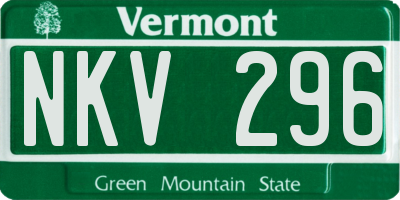 VT license plate NKV296