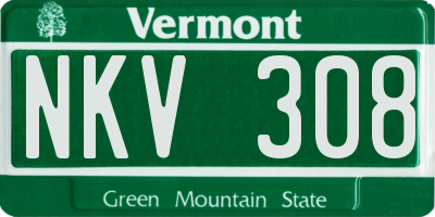 VT license plate NKV308