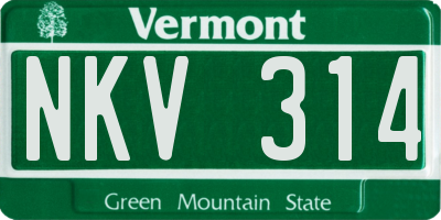 VT license plate NKV314