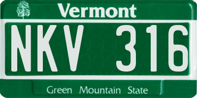 VT license plate NKV316
