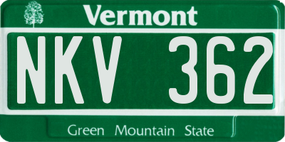 VT license plate NKV362