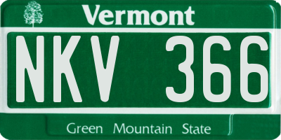 VT license plate NKV366