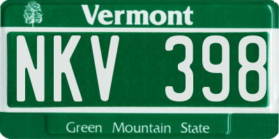 VT license plate NKV398