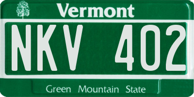 VT license plate NKV402