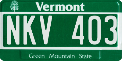 VT license plate NKV403