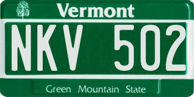 VT license plate NKV502