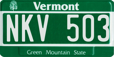 VT license plate NKV503