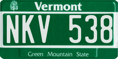 VT license plate NKV538