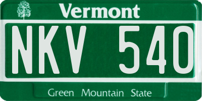 VT license plate NKV540