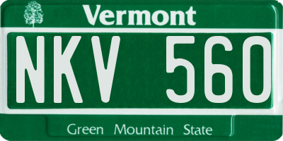 VT license plate NKV560