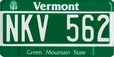 VT license plate NKV562