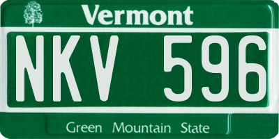 VT license plate NKV596