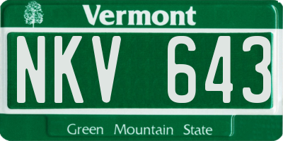 VT license plate NKV643
