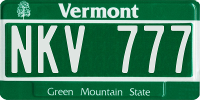 VT license plate NKV777