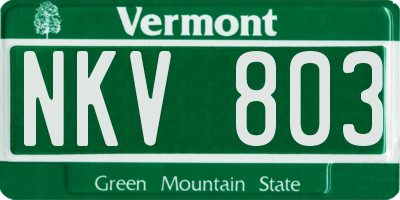VT license plate NKV803