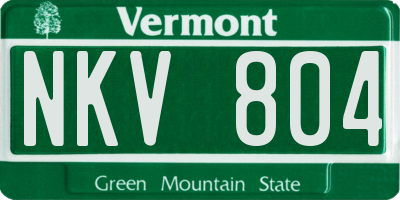 VT license plate NKV804