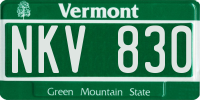 VT license plate NKV830