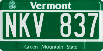 VT license plate NKV837
