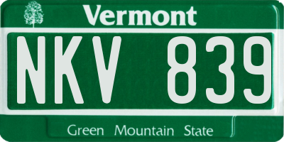 VT license plate NKV839