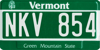 VT license plate NKV854