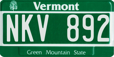 VT license plate NKV892