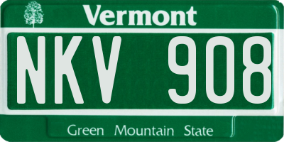 VT license plate NKV908