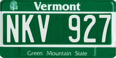 VT license plate NKV927