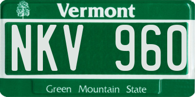VT license plate NKV960