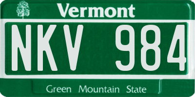 VT license plate NKV984
