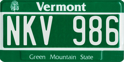 VT license plate NKV986