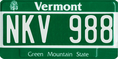 VT license plate NKV988