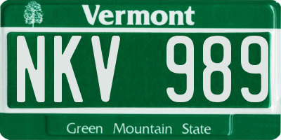 VT license plate NKV989