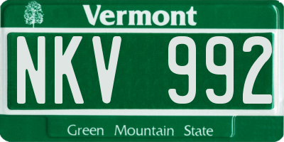 VT license plate NKV992