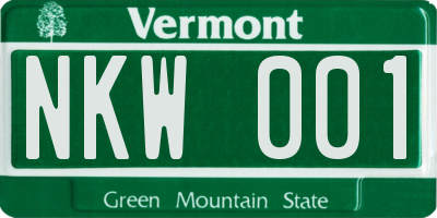 VT license plate NKW001