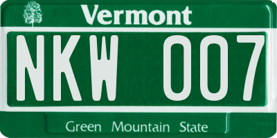 VT license plate NKW007