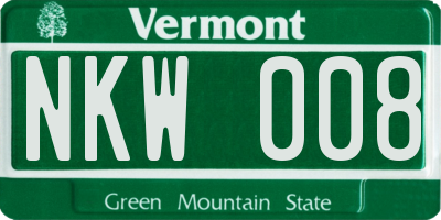 VT license plate NKW008