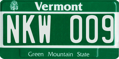 VT license plate NKW009
