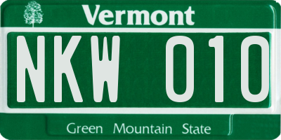 VT license plate NKW010