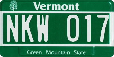VT license plate NKW017
