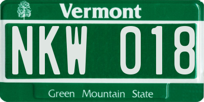 VT license plate NKW018