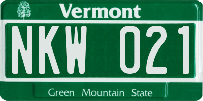 VT license plate NKW021