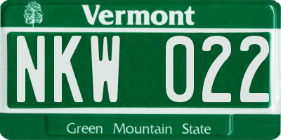 VT license plate NKW022