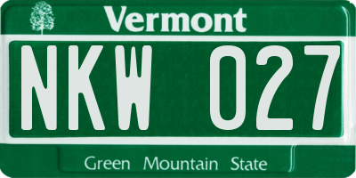 VT license plate NKW027